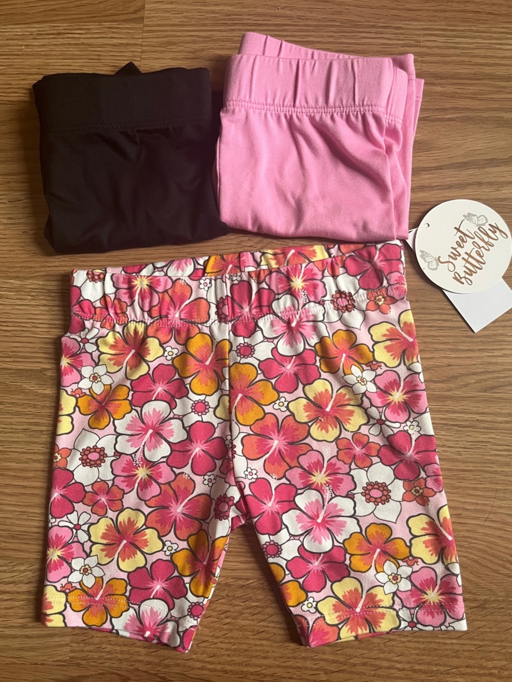 Girls 3-Pack Bike Shorts - Floral, Pink & Black